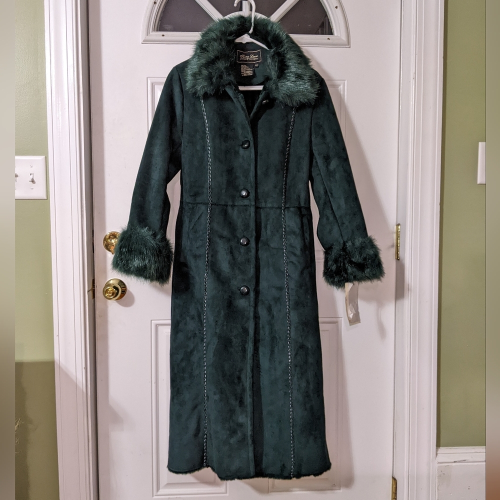 Terry Lewis Vintage Emerald Green Faux Fur Coat
